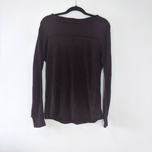 Roots wool-blend long sleeve knit top in Burgandy